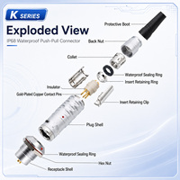 Conector Circular Metálico Serie K IP68, Tipo Push-Pull FGG EGG, Intercambiable 1:1, 2, 10, 16, 26 Pines, Conector de Señal de Alta Densidad para Sensor