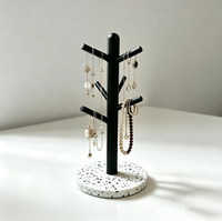 Support à bijoux en métal en forme d'arbre avec base en terrazzo, organisateur de rangement pour comptoir de cuisine, porte-tasses de comptoir