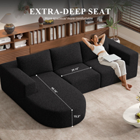 Canapé d'angle convertible moderne en velours, extensible, avec chaise longue et rembourrage en éponge, idéal pour appartement, centre commercial, chambre, école