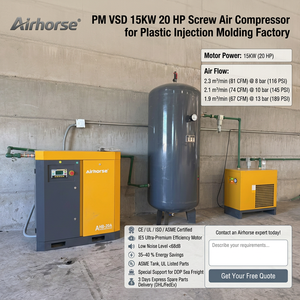 เครื่องอัดอากาศแบบพกพา Airhorse รุ่นสกรู 7.5kW 10HP ขนาดเล็ก เงียบ พร้อมเครื่องทำลมแห้ง และได้รับมาตรฐาน CE สำหรับใช้กับรถยนต์ - Product Image 4
