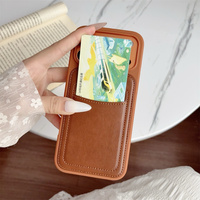 Nouvelle conception Étui de luxe en cuir avec porte-cartes pour iPhone 17 Pro Max/17 Air/16 Plus/15/14/13/12/11 – Coque arrière de téléphone avec fentes pour cartes