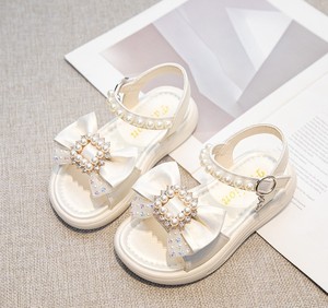 Sandales d'été pour filles, style princesse, à bout ouvert, ornées de perles et de strass, pour collégiennes, avec semelles épaisses, idéales pour les fêtes et la plage - Product Image 4