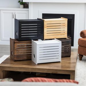 Scatola in Legno per Router WiFi - Elegante Coprimodem Decorativo da Parete con Sistema di Gestione Cavi - Product Image 2