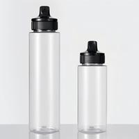 Botol Plastik PET Silinder Kemasan Makanan 340g 500g Desain Baru, Transparan, Food Grade, dengan Tutup Flip Top dan Nozzle untuk Sirup