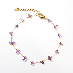 Nova Tornozeleira de Aço Inoxidável Estilo Praia Dourada com Pedras Coloridas, Clássica e Moderna para Uso Externo, Atacado - Product Image 5