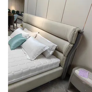 2023 Modern Nordic Smart Single King Queen Size Bed Bedroom Furniture Up-holstered Beds