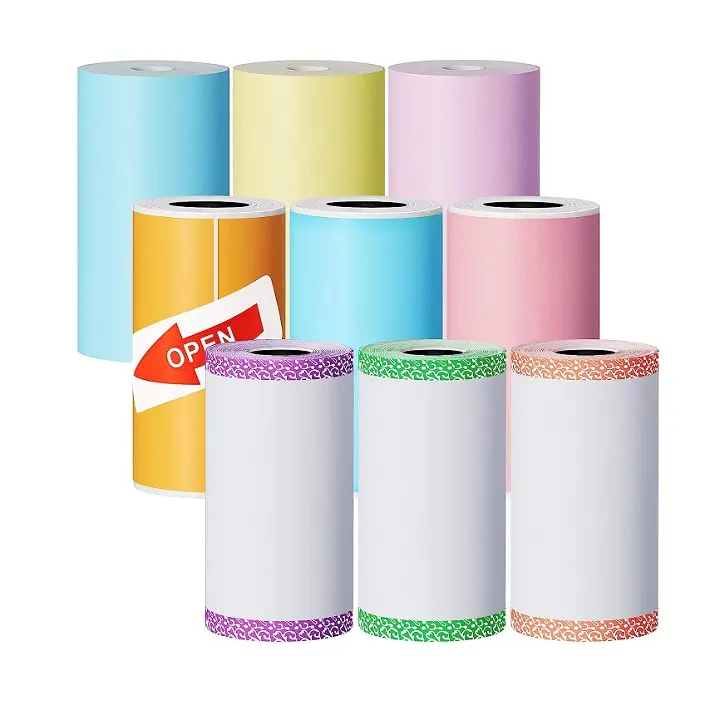 Papier pour imprimante thermique Mini rouleau de papier d'impression coloré et autocollant imprimable auto-adhésif compatible avec l'imprimante de la série P1 A6