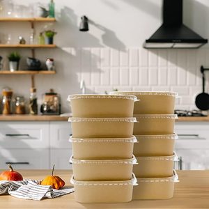 Caja de Almuerzo Ecológica de Lujo Desechable para Comida Rápida para Llevar, Caja de Almuerzo al por Mayor, Contenedor de Alimentos de Papel Kraft - Product Image 3