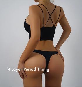 Bragas Menstruales con Espalda en T de Seda de Hielo sin Costuras, Ropa Interior Absorbente de 4 Capas de Flujo Pesado, Bragas a Prueba de Fugas para Mujer, Menstruación - Product Image 2