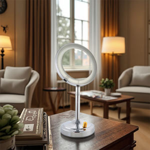 Espejo de maquillaje de <span class=keywords><strong>escritorio</strong></span> regulable de doble cara blanco de estilo nórdico Base de acero al carbono LED Control <span class=keywords><strong>remoto</strong></span> moderno Fuente de alimentación de CA - Product Image 6