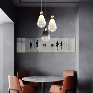 Nordic Designer Multi-Head <b>Balloon</b> Leather Chandelier Teardrop Glass Pendant for Living Room Dining Room Bar Counter Chandelier - Product Image 1