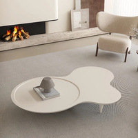 Moderne Italien Simple Salon Hôtel Villa Appartement Table Basse Nuage Forme Creative Cadre En Métal En Bois Panneau Central En Bois