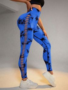 Liền mạch <span class=keywords><strong>omre</strong></span> yoga quần cao eo hip nâng tập thể dục quần với Cut Out Side liền mạch tập thể dục Workout TIE DYE xà cạp - Product Image 5