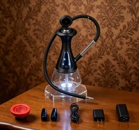 Kit Chicha Électrique Moderne en Plastique avec Recharge USB, Télécommande LED et Bol Rouge pour le Marché Américain