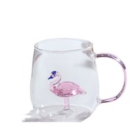 Meilleure vente tasse à lait en verre borosilicate résistant à la chaleur tasse à café en verre à boire avec arbre vert à l'intérieur