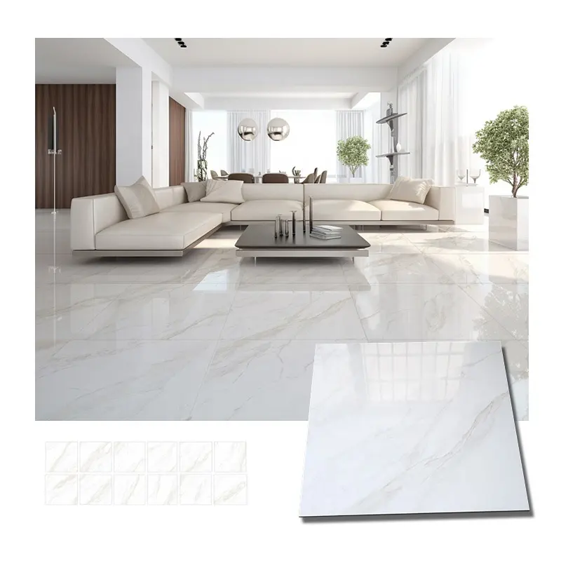 24*24 porcelana esmaltada pulida mármol cerámica azulejos blancos Carreaux Sol de Maison para piso de casa