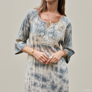 เดรสยาวผ้าฝ้ายสำหรับผู้หญิง ฤดูร้อน ปี 2025 สไตล์โบฮีเมียน ทรงหลวม ยาวคลุมเท้า เหมาะสำหรับใส่ไปชายหาด สีพื้น เรียบง่าย เอวธรรมชาติ ทอแบบธรรมดา - Product Image 2