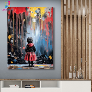 UNIART unico Poster di arte della tela della bambina e stampa di immagini di arte della parete Poster di decorazione moderna camera da letto Graffiti Banksy Street Art - Product Image 5