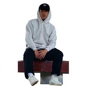 Sudadera con Capucha Extra Grande para Hombre, Color Sólido, Felpa, Informal, para Otoño, Manga Larga, Tejido Liso Teñido 2027 - Product Image 4