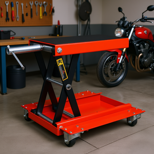 Cavalletto Sollevatore Idraulico a Forbice Portatile per Moto da 500 kg con Piattaforma Larga per Ruota Anteriore Posteriore e Motore - Product Image 2
