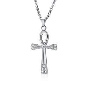 Ancient Egyptian Ankh <b>Cross</b> Necklace Titanium Steel Men's Pendant Cultural Symbol Everyday Wear Bezel Setting - Product Image 5
