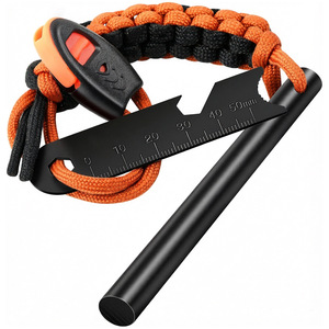 Allume-feu <span class=keywords><strong>de</strong></span> survie EDC en ferrocérium avec tige <span class=keywords><strong>de</strong></span> magnésium perforée, poignée en paracorde et sifflet d'urgence - Product Image 1