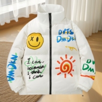 Doudoune Homme Personnalisable avec Logo, Nouvelle Tendance Hiver, Doudoune Imprimée Ample, Col Montant, Veste Chaude pour Couple
