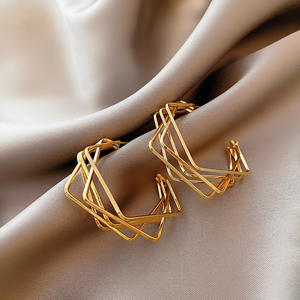 Pendientes de rombos geométricos con diseño de nicho de aguja de plata S para mujer, colgantes de temperamento exagerado, oreja de celebridad de Internet coreana - Product Image 4