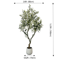5FT Kunstmatige Olijfbomen Bonsai Olea Europaea met vruchten voor landschapsarchitecten, huis, kantoor, hotel, winkeldecoratie - Ecologisch zijde-effect