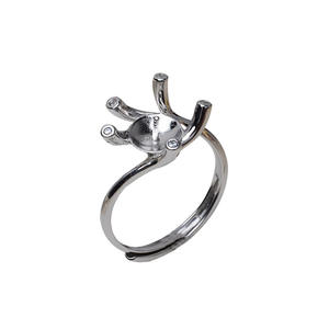 Anneau ouvert à cinq griffes en argent S925, DIY, pour femmes, plateau vide pour perle de 9-10 mm, style européen et américain, accessoires de bijoux simples - Product Image 5
