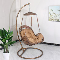 Confortable jardin extérieur balançoire oeuf rotin meubles alliage balançoire hamac chaise suspendue avec coussin de support