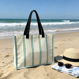 Custom Printed Striped <b>Canvas</b> Women's Tote <b>Bags</b> 45x36x10cm <b>Large</b> Capacity Tote <b>Bag</b> Waterproof Shoulder Handbag Travel Beach <b>Bag</b> - Product Image 3