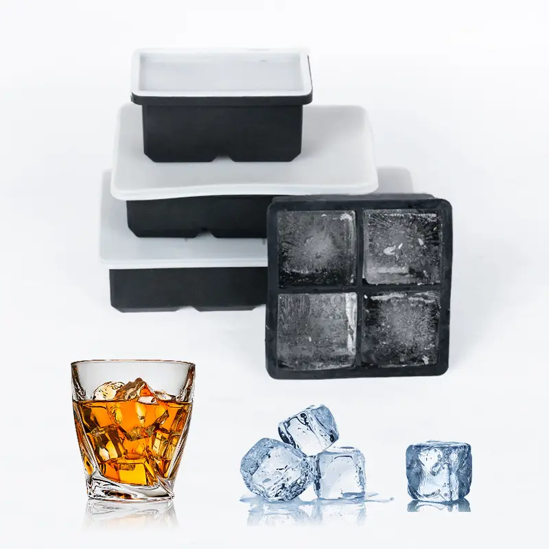 Nova Inovação Reutilizável Ice Cube Lollipop Tray Silicone Ice Cube Maker Mold 4/6 Grade Forma Redonda