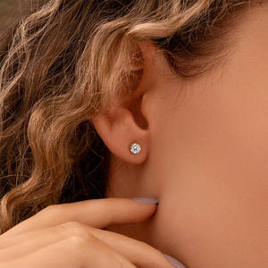 CANNER Minimalist 18k Yellow Gold Stud <b>Earrings</b> Cubic Zircon Round <b>Small</b> <b>Earring</b> S925 <b>Silver</b> 4 Claw Jewelry <b>Earrings</b> Women - Product Image 5