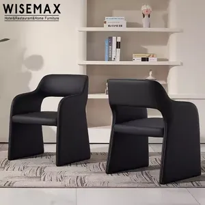 WISEMAX FURNITURE Luxury restaurant furniture dining table chairs set modern velvet fabric dining arm chair linen accent chair