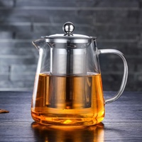 Ensemble de théière en verre avec infuseur en acier inoxydable, résistant à la chaleur, théière transparente, 3 tailles, poignée en D, pour la cuisine et la maison
