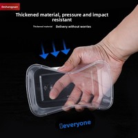 Contenants alimentaires jetables transparents rectangulaires, boîtes à emporter pour la restauration rapide, couvercles, boîtes à lunch compatibles micro-ondes, boîtes à emporter