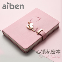 Organizador de cuaderno personalizado funda dura cuero PU A5 chica mujer rosa diario con cerradura