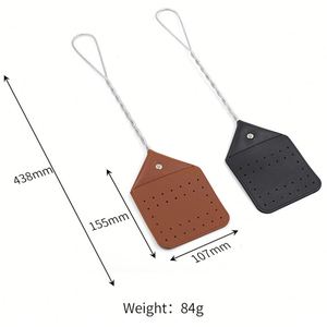 Matamoscas de Cuero Sintético Resistente con Mango de Alambre de Acero, Estilo Rústico - Product Image 2