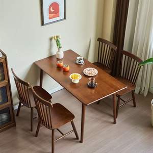 Juego de mesa de comedor de madera maciza de 4 piezas, rectangular, duradero, para uso doméstico y comercial. - Product Image 4