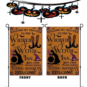 Bandera <span class=keywords><strong>de</strong></span> Jardín <span class=keywords><strong>de</strong></span> Lino para Halloween, 12x18 Pulgadas, para Decoración <span class=keywords><strong>de</strong></span> Jardín, Hecha <span class=keywords><strong>de</strong></span> Lino <span class=keywords><strong>de</strong></span> Alta Calidad, Diseños Personalizados Disponibles - Product Image 1