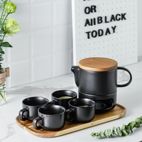 Service à thé de luxe personnalisé pour l'après-midi avec théière nordique en céramique chauffante avec bougie en porcelaine