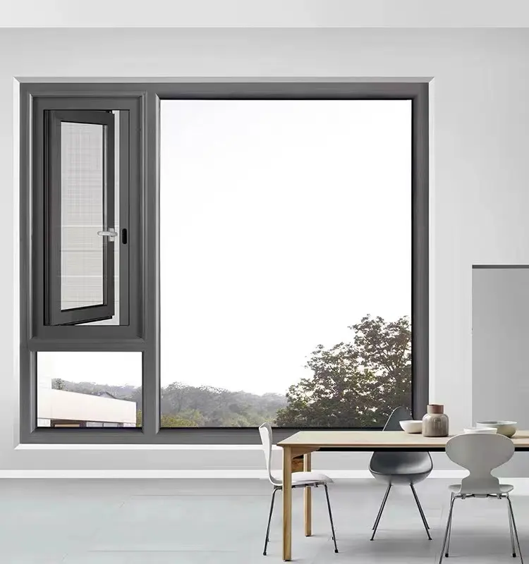 Design semplice in alluminio ad alta efficienza energetica finestre di inclinazione finestre lowes su misura finestre