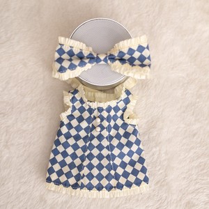 Conjunto de vestido a cuadros para muñecas de 24 cm con diadema a juego, ropa de juguete para niñas, conjunto de moda - Product Image 5