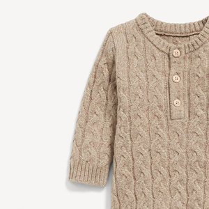 Pijama de noche para niño pequeño de color neutro de <span class=keywords><strong>lana</strong></span> merino personalizado, suéter para recién <span class=keywords><strong>nacido</strong></span>, ropa de punto acanalada de una pieza, mono de bebé - Product Image 3