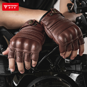 Gants de <span class=keywords><strong>moto</strong></span> en <span class=keywords><strong>cuir</strong></span> véritable MOTOWOLF GM1-C, gants de <span class=keywords><strong>moto</strong></span> à demi-doigts pour l'été, gants de motocross - Product Image 6