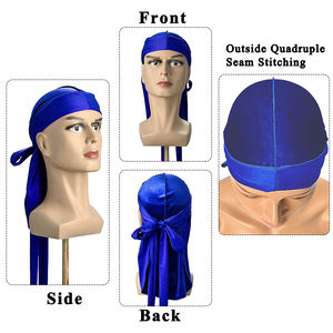 Durag à larges bretelles et longue queue, casquette de chimio de Pirate, Logo personnalisé de haute qualité - Product Image 6