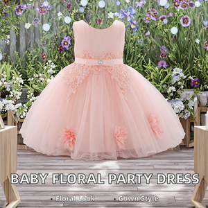 Último Estilo, Vestido de Fiesta de Cumpleaños para Bebé Recién Nacida con Cuello Redondo y Estampado Floral, Ropa Infantil de 0 a 2 Años, Estilo Formal Ecológico de Verano - Product Image 2