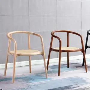 고대 북유럽 등나무 단단한 나무 식당 의자 거실 찻집 협상 의자 팔걸이 원형 의자