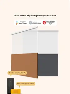 Rideaux <span class=keywords><strong>accordéon</strong></span> électriques modernes horizontaux en bambou jour et nuit, occultants complets, stores alvéolaires pour chambre à coucher et salon, commande vocale intelligente - Product Image 3